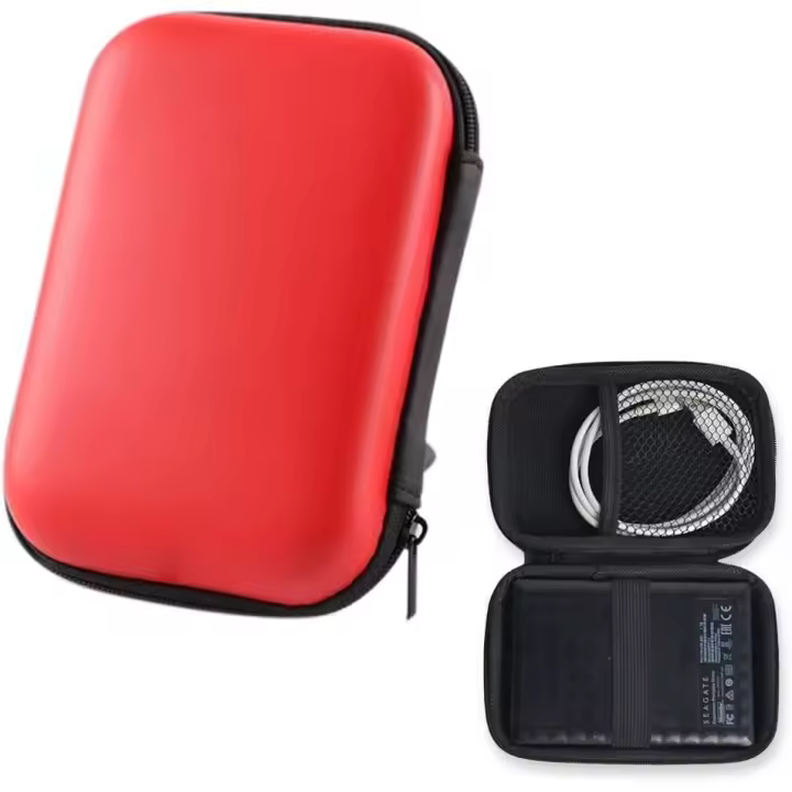 Funda Rígida para Portable External SSD - Funda de Viaje con 2 Compartimientos Interiores (Rojo) - 1