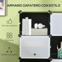 HOMCOM Armario Modular de Plástico Cajas de Zapatos con 12 Cubos Zapatero Organizador para Entrada Pasillo Dormitorio 125x32x125 cm - details 4