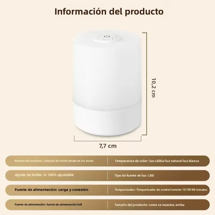 Lámpara Nocturna Táctil USB LED Con Control Remoto Recargable De Tres Colores Luz De Ambiente Para Dormitorio Mesa De Noche Portátil - 1