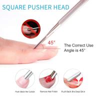 Doble Cabeza Pusher De Cutícula Herramienta De Eliminación De Uñas De Gel Limpieza De Suciedad Y Piel Muerta Herramienta De Manicura De Acero Inoxidable - details 3