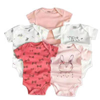 Nueva ropa de verano para bebés y niños pequeños, mono de pedo cruzado triangular de colores mixtos, ropa para gatear para bebés, conjunto de cinco piezas - details 26
