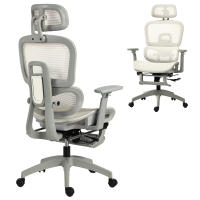 HOMCOM Silla de Oficina Ergonómica de Malla, Silla de Escritorio con Reposabrazos 3D, Reclinable a 135°, Reposacabezas Ajustable, Respaldo Alto, Soporte Lumbar, Reposapiés, Altura Ajustable, Beige - details 0