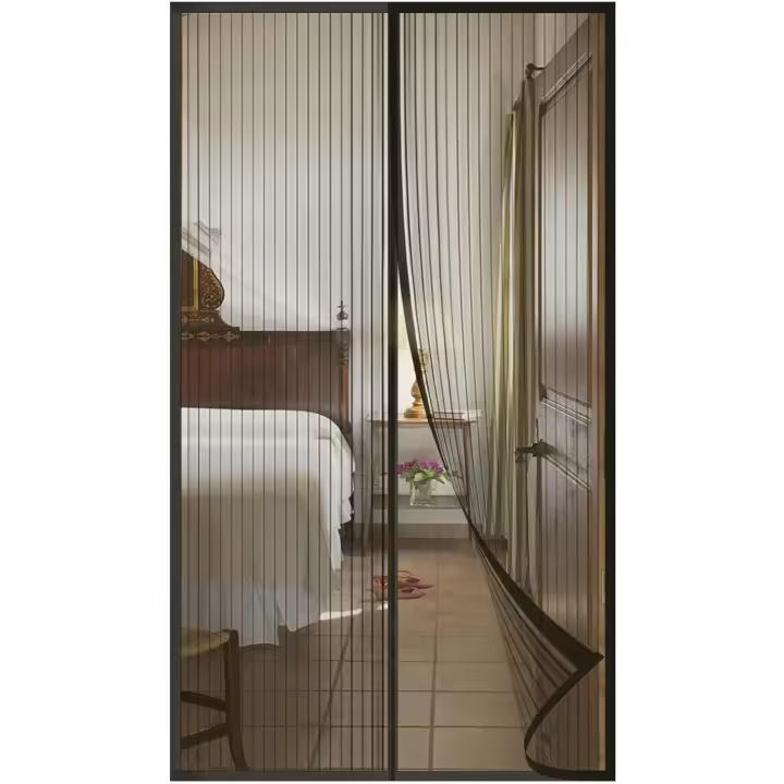 Mosquitera, Cortina Corredera exterior con impresión magnética, Con Imanes antimosquitos, Canvas mosquitera para Ventanas, para Puertas de balcón, magnética automática, 90x200 cm, color Negro) - 1