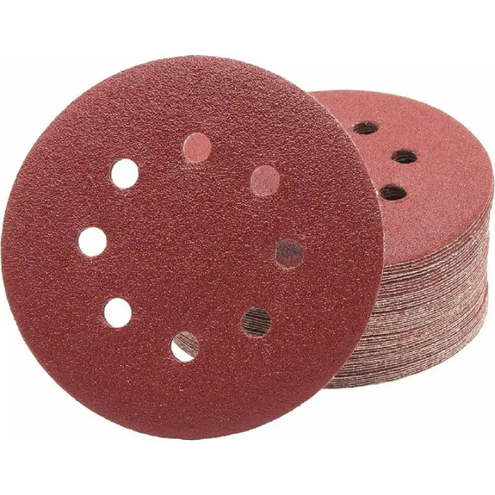 Profesional Venta discos 50 Unidades 8 agujeros 125 mm Wheat 100 para orbital Sanders arenas Hojas de Lija - 1