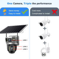 Cámara De Seguridad Solar WiFi Exterior Con Lente De 3 Enlaces Zoom 10X Vigilancia CCTV IP Para Hogar Inteligente Protección Video - details 1
