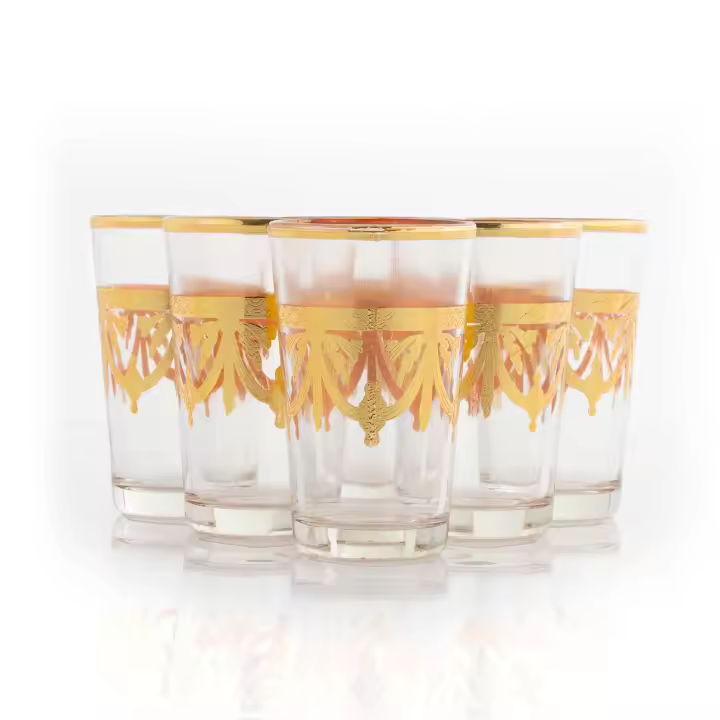 Juego 6 vasos árabes de té dorados - 1
