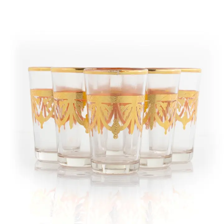 Juego 6 vasos árabes de té dorados - 1