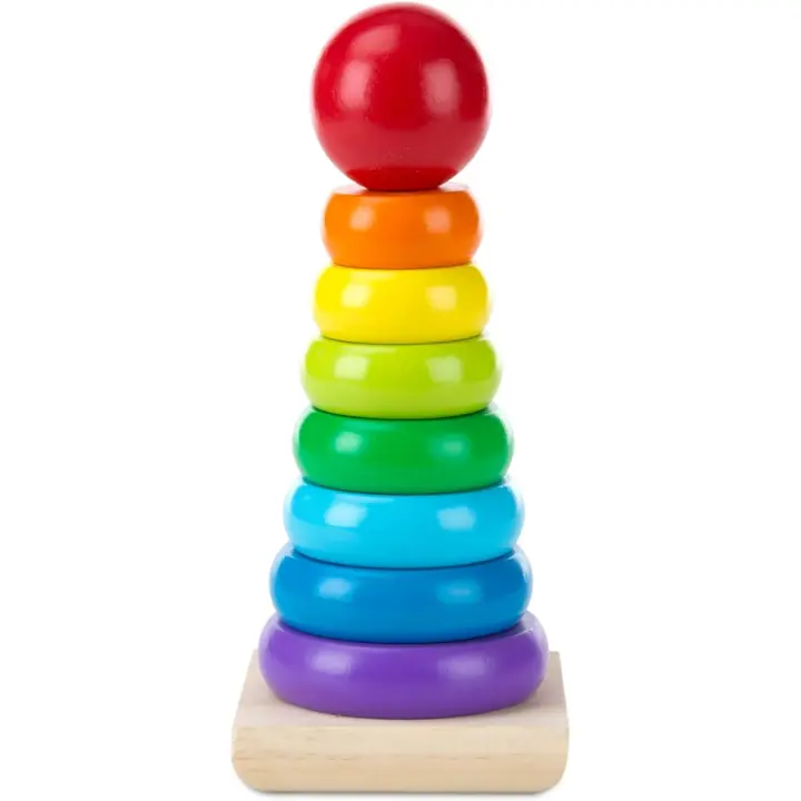 Apilador arcoiris | Juguete de madera | Juguetes para niños de 3 años | Juguete apilable para niños | Juguete de desarrollo | Habilidades motoras - 1