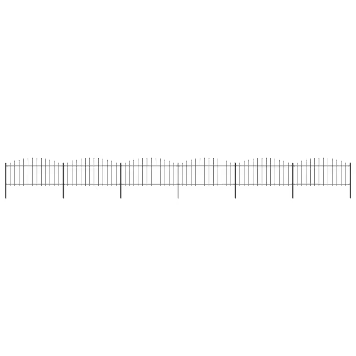 vidaXL Valla de jardín con punta de lanza acero negro (0,5-0,75)x10,2m - 1