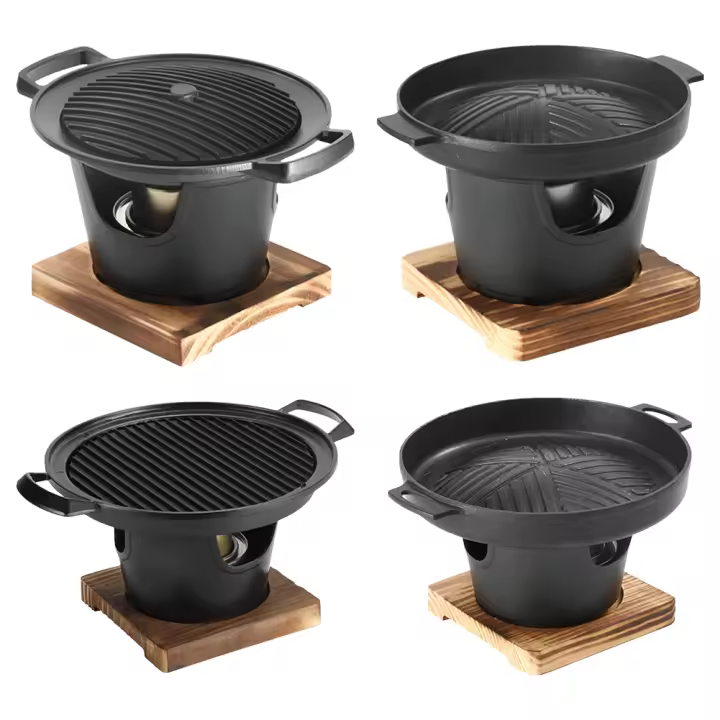 Mini Estuffa Para Barbacoa Alcohólica Estilo Japonés Horno De Cocina Para Una Persona Plataforma De Asado De Hierro Fundido Antideslizante De Alcohol Portátil Hibachi - 1