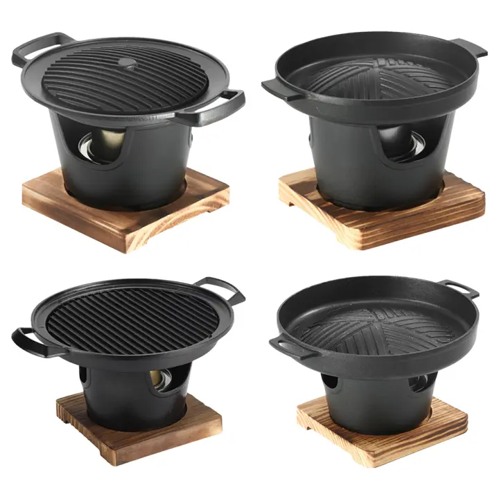 Mini Estuffa Para Barbacoa Alcohólica Estilo Japonés Horno De Cocina Para Una Persona Plataforma De Asado De Hierro Fundido Antideslizante De Alcohol Portátil Hibachi - 1
