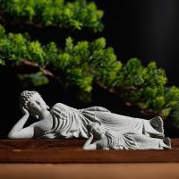 Estatua De Buda Reclinado Meditando Carving Feng Shui Coleccionable Figura Para Jardín Casa Bonsái Tanque De Peces Escritorio Decoración Artesanal De Piedra Tema Budismo - details 1
