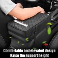 Cubierta De Reposabrazos De Coche En Cuero Con Almacenamiento De Pañuelos Espesorado Con Memoria De Forma Universal Auto Center Armrest Pad - details 1