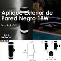 FactorLED Aplique Exterior de Pared Negro 18W SOLNA, 1980Lm, IP65 Impermeable, Lampara para Pared, dos puntos de luz, Luz Seleccionable 3000K 4000K o 6000K - details 0