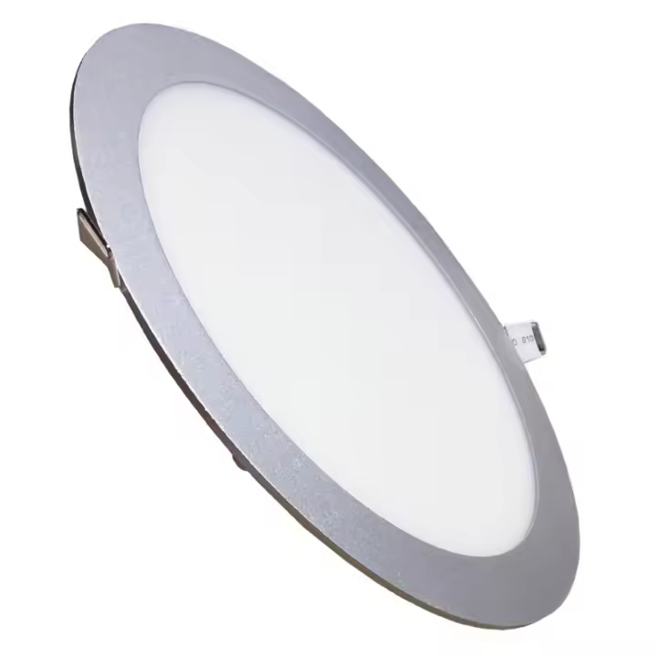 Placa Downlight LED Circular Plana 24W 2200LM Corte 280mm Marco Plata    LED ATOMANT - 1