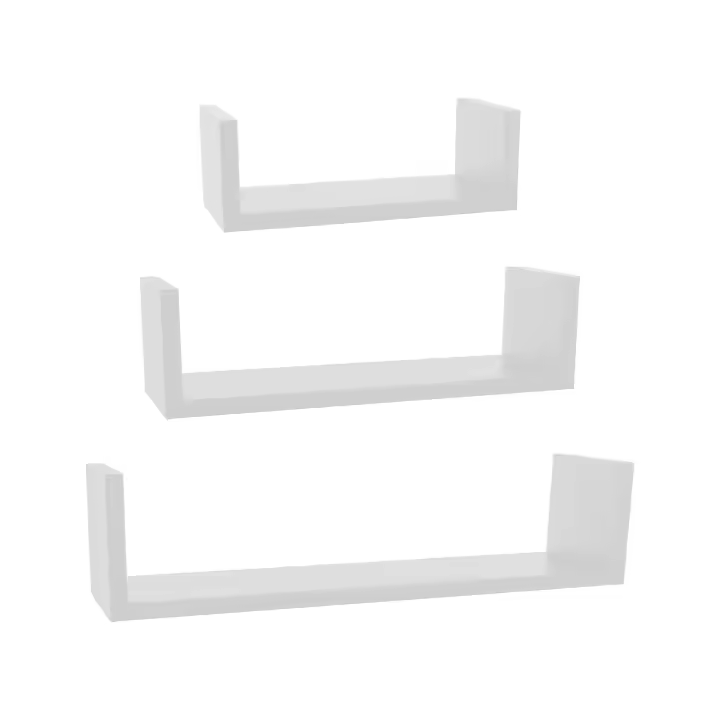 Zimmy - Set de 3 Estantes Flotantes de MDF para Pared - Montaje Oculto, Decorativos y Creativos - Ideal para Salón, Cocina y Más - Variedad de Colores - 1