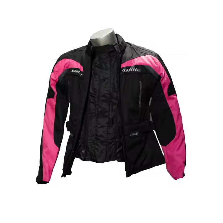 chaqueta moto cordura tricapa spiri´t muer negro rosa - 1