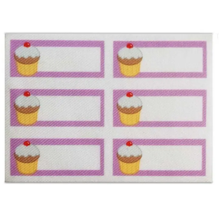 Etiquetas Textiles Marcar Ropa – Pack 6 Etiquetas Tejidas – Exclusivo – Dulces Pastel – Comida – Cake – Infantil – 5,5 x 2,7 cm. (para cada etiqueta) – Moda The Happy Patch - 1