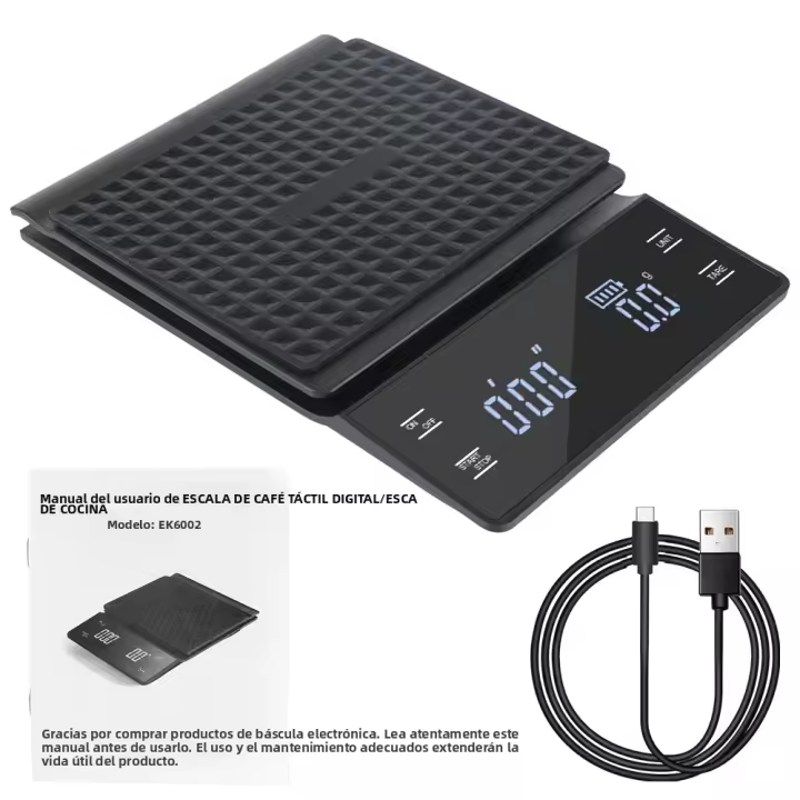 Báscula De Cocina Digital Recargable Tipo-C Precisión Alta Pantalla LED 3KG/0.1g Con Timer Automático Para Café Y Cocina - 1