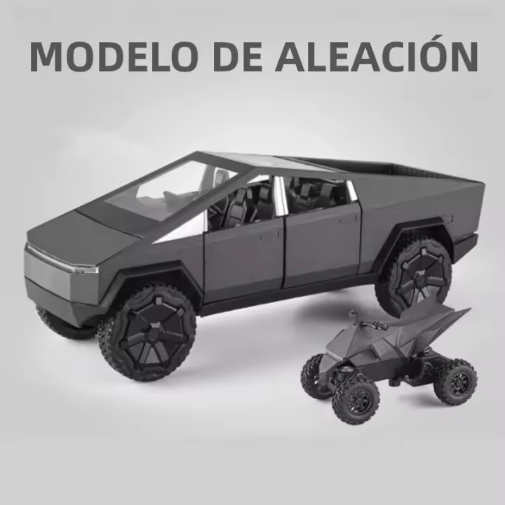 Modelo De Camión Tesla Cybertruck 1/24 En Aleación De Metal Juguete De Simulación Con Sonido Y Luz Vehículo Off-Road Para Niños - 1
