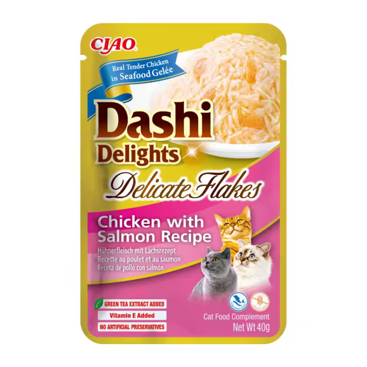Inaba Churu Dashi Delights Delicate Flakes Pollo y Salmón (12 unidades x 40 gr) - 1