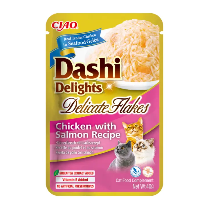 Inaba Churu Dashi Delights Delicate Flakes Pollo y Salmón (12 unidades x 40 gr) - 1