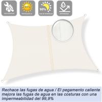 Toldo Vela de Sombra impermeable de 3x3 m, rectangular, color crema, para Exterior, con Protección UV, para Cenadores, Jardines y patios. - details 1