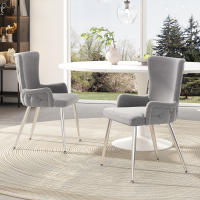 Silla de Salón de terciopelo, Juego de 4, Silla reclinable de lujo para la Sala de estar y el dormitorio con cuatro patias de soporte de metal Plisado - details 0