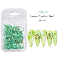 300Pcs Rhinestones De Mermaid Uso En Uñas Colores Caramelo Tamaños Mixtos Cristal Redondo Translúcido Aurora Para Decoración DIY - details 11