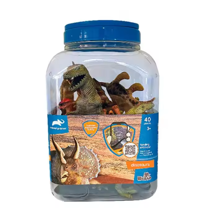Cubo con 40 dinosaurios de juguete con diferentes razas y tamaños - 1
