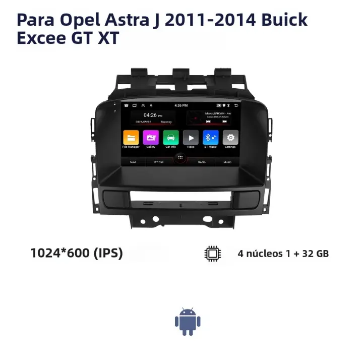 Radio De Coche Android 13 Con Carplay Y Multimedia Para Buick Excelle GT XT Opel Astra J 2010-2013 2Din 7 Pulgadas 2G RAM 32G ROM WIFI Cámara RDS - 1
