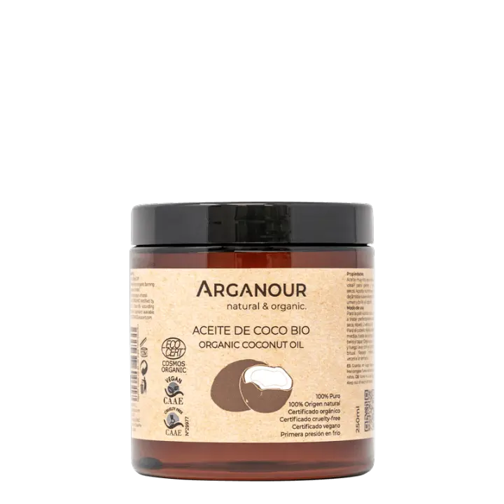 Aceite de Coco Vegano Arganour - Protección y Nutrición Capilar, Brillo y Suavidad, Apto para Embarazo y Lactancia - 1