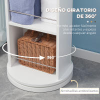 kleankin Armario Alto de Baño Giratorio Columna Auxiliar de Baño de 6 Niveles con Espejo de Cuerpo Entero para Dormitorio Aseo 36x36x171 cm Blanco - details 4