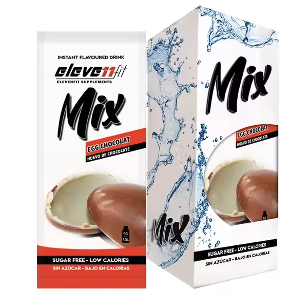 Eleven Fit Mix Instantáneo, Caja de 12 Sobres Sabor Huevo De Chocolate - Prepara 1.5L de Bebida Saludable - Sin Azúcar, Baja en Calorías y Carbohidratos - Ideal para Agua/Leche, Cocinar y Preparar Postres - Mejora tu Dieta - Apto para Adultos y Niños - 1