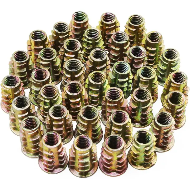 50 tornillos con cabeza hexagonal de aleación de zinc M6, tuercas roscadas para muebles de madera - 1