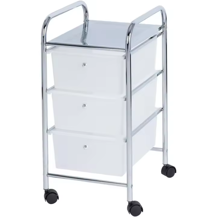 GREATOOL Carrito Auxiliar con Ruedas, Estantería Baño de 3 Cajones y 4 Cajones con Ruedas, Carrito de Almacenamiento con Marco Metálico, Carrito Organizador con 4 Ruedas para Cocina Baño, Oficina, Transparente - 1