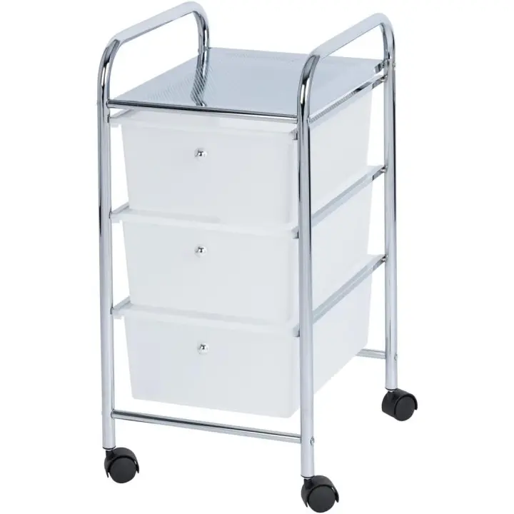 GREATOOL Carrito Auxiliar con Ruedas, Estantería Baño de 3 Cajones y 4 Cajones con Ruedas, Carrito de Almacenamiento con Marco Metálico, Carrito Organizador con 4 Ruedas para Cocina Baño, Oficina, Transparente - 1