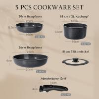 Juego de Ollas y Sartenes Cerámicas Antiadherente - Juego de Cocina with Mangos Desmontables, No Tóxico, Apto para Inducción, Horno y Lavavajas, 5 Piezas - details 1
