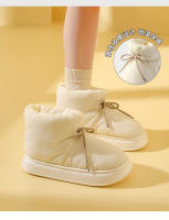 Botas De Tobillo Para Mujer Y Hombre Invierno Calientes Con Peluche Espesas Suela De EVA Zapatos De Casa Con Lazo Para Mujer - details 1