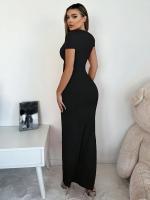 Vestido Largo De Mujer Con Falda De Pitillo Y Diseño De Abertura En La Manga Corta Estilo Francés Y Senior Vestido De Y2k Para Mujer - details 3