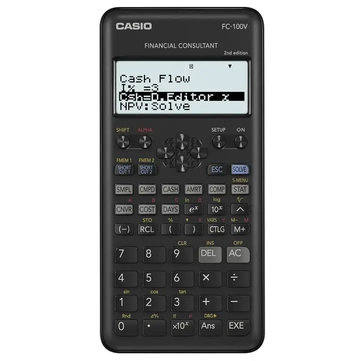 CASIO FC-100V-2-W Calculadora Financiera 2nd Edition color Negro - 1