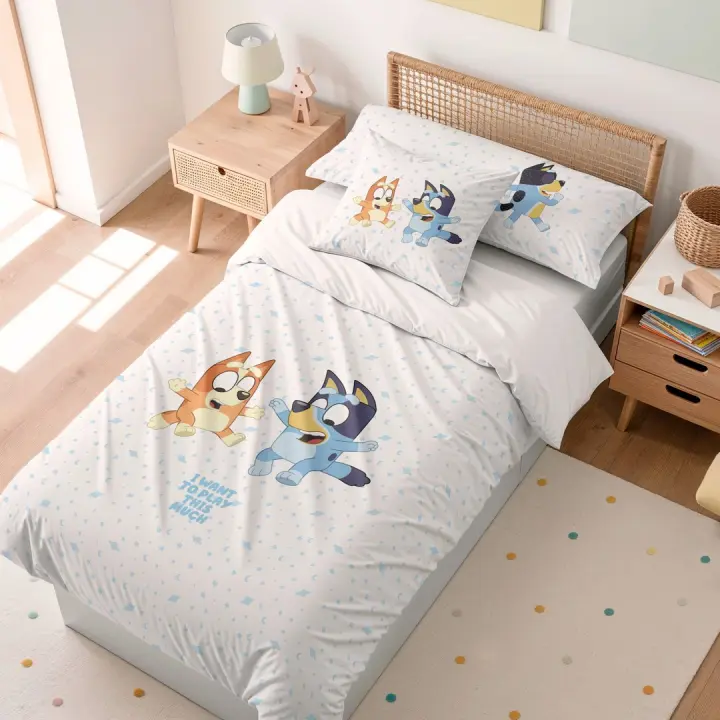 Funda Nórdica Infantil BLUEY + Funda de Almohada – Algodón Suave y Transpirable - 1
