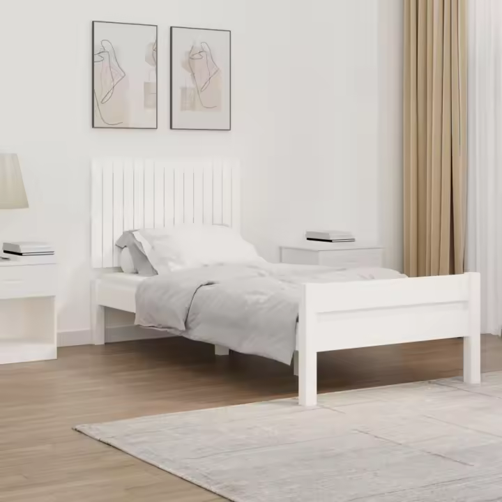 Cabecero de cama pared madera maciza pino blanco 95,5x3x60 cm - 1