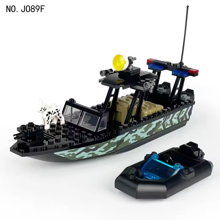 Modelo De Barco Assalto SWAT En Camuflaje Negro Python Marítimo Pequeño Puzzle De Bloques De Construcción Regalo De Navidad O Cumpleaños Para Niños Y Adultos - 1