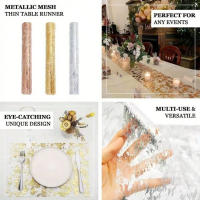 1pc Corredor De Mesa De Poliéster Dorado Metálico Brillante Para Decoración De Comedor Bodas Cumpleaños Banquete - details 5