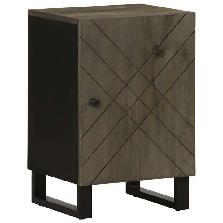 vidaXL Mueble de baño de madera maciza de mango negro 38x33x58 cm - 1