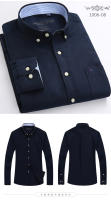 Camisa De Oxford Para Hombre Algodón Y Poliéster Estilo Casual De Negocios Con Rayas Y Cuadros Cuello Alto Manga Larga No Hierro Slim Fit Color Sólido Para Otoño/Invierno - details 14