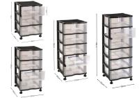 Cajonera con Ruedas Plastic Forte - Contenedor de Plástico para Folios - Especial para Oficina Hogar Baño - Blanco Negro Transparente - details 0