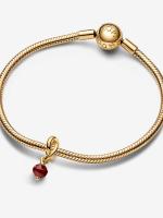 Pandora - Charm Colgante de Círculo de eternidad Rojo facetado - Baño de Oro de 14K - details 1