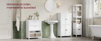 VASAGLE Mueble de Baño, Armario de Baño, 2 Cajones con un Juego de Divisor Regulable, 2 Cestas, Aparador, 30 x 60 x 80 cm, Blanco Nube - details 0
